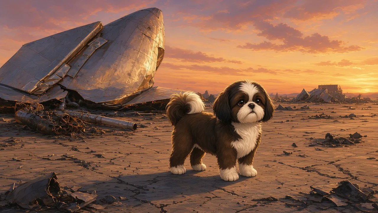 Marvin at the wreckage